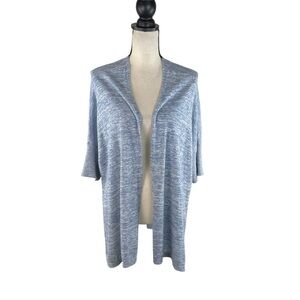 Lord & Taylor Linen Blend Beachy Lightweight Open Front Cardigan 1/2 Sleeve L